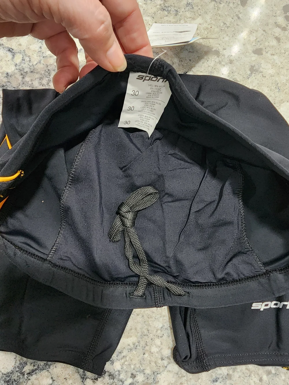 Sporti Men's Black & Yellow Swim Team Shorts Swimsuit Jammers